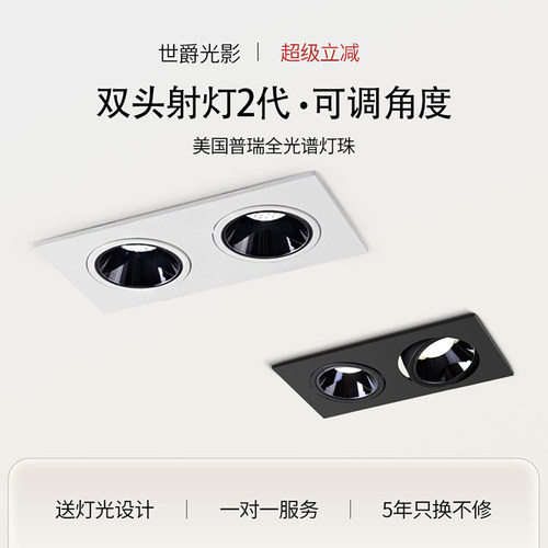 嵌入式双头射灯斗胆灯防眩可调