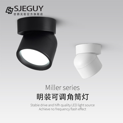 led明装筒灯可调角度护眼防眩无主灯客厅餐厅过道免开孔吸顶桶灯