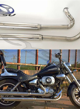 适用于雅马哈250 XV125/250  钱江凯威250改装复古哈雷排气管
