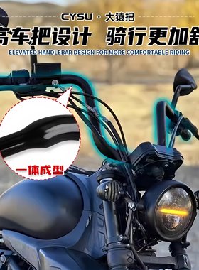 适用豪爵TR300改装车把方向把TR300Plus青春版改装高把复古猿猴把