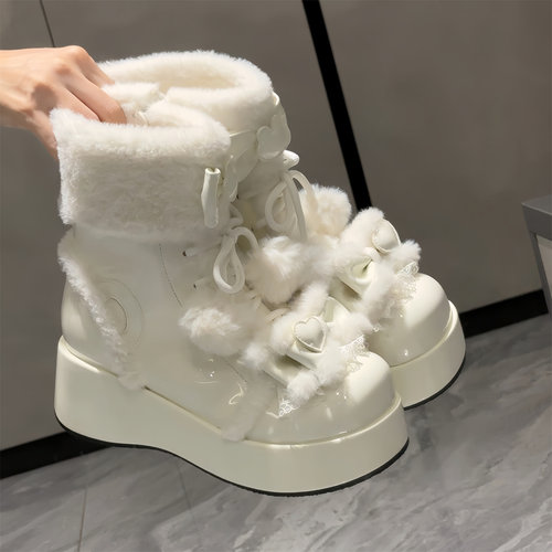 厚毛秋冬新款少女鞋保暖雪地靴