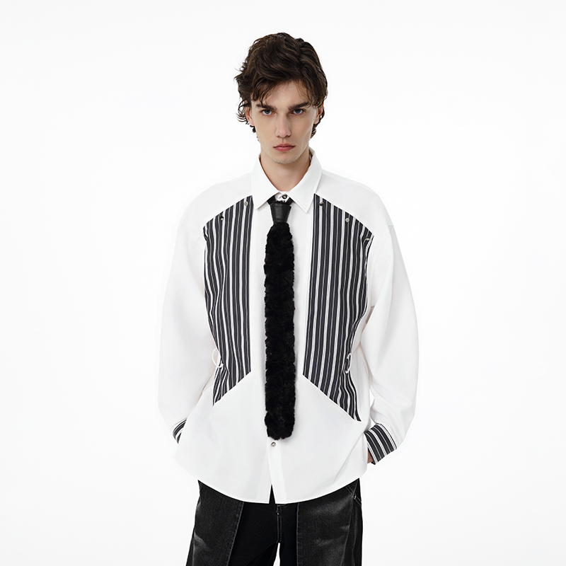 WarningLight拼接解构衬衫