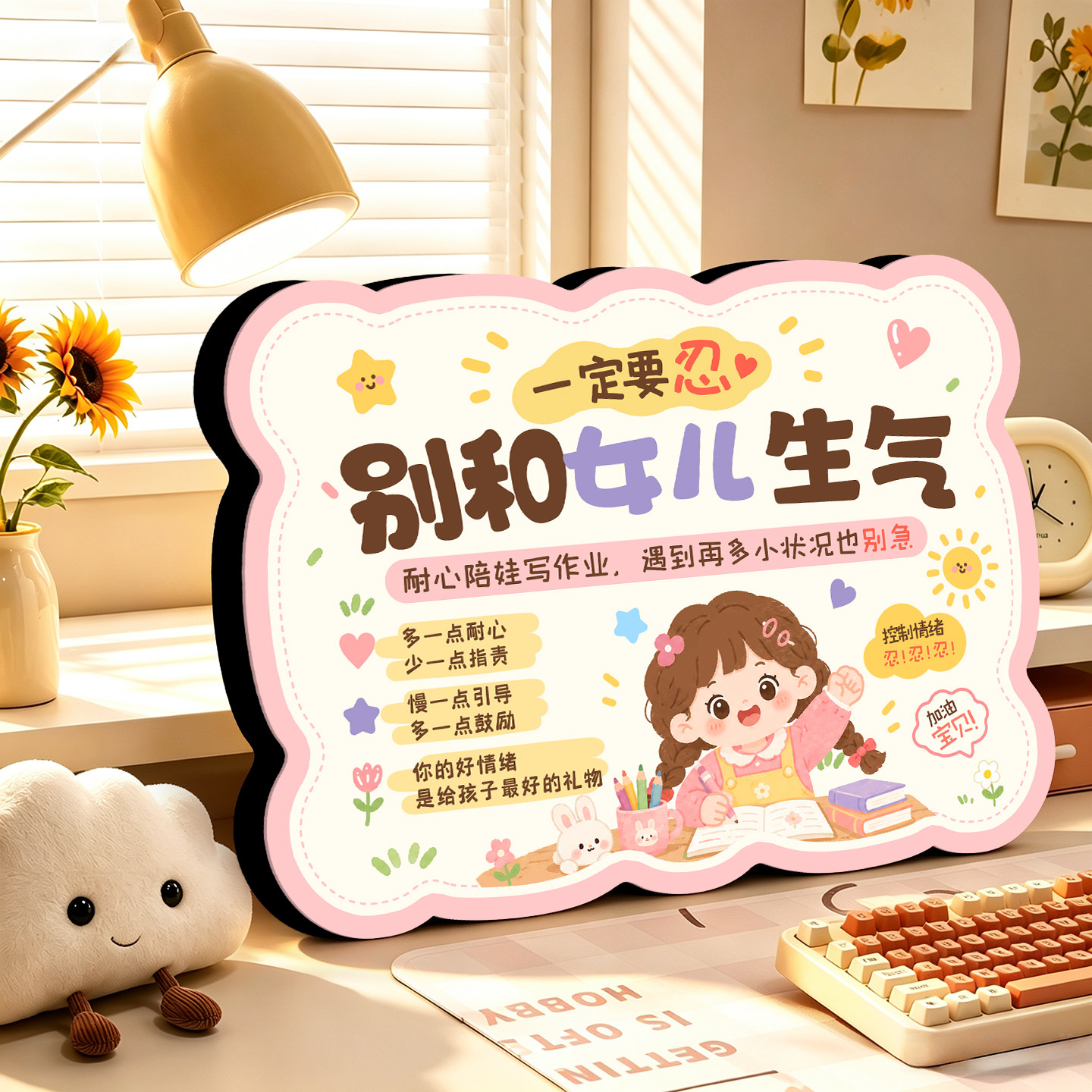 创意相框摆台别和女儿生气桌面小摆件书房儿童房氛围感装饰画礼物