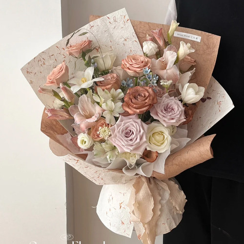 双色东巴纸鲜花花束包装纸