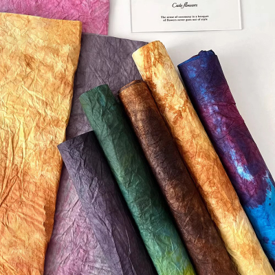 七夕褶皱手工鲜花包装纸水墨纸