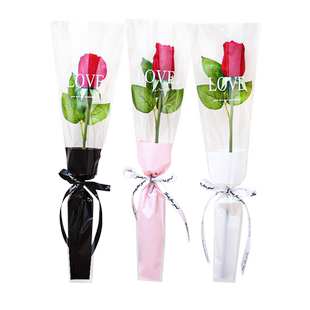 520单支花束包装多支玫瑰花包装袋鲜花包装纸防水花店资材袋子