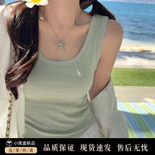 绿色吊带小背心女外穿2025夏季新款修身显瘦打底内搭独特绝美上衣
