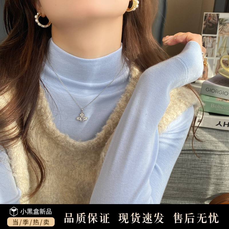 百搭款打底衫莫代尔半高领打底衫