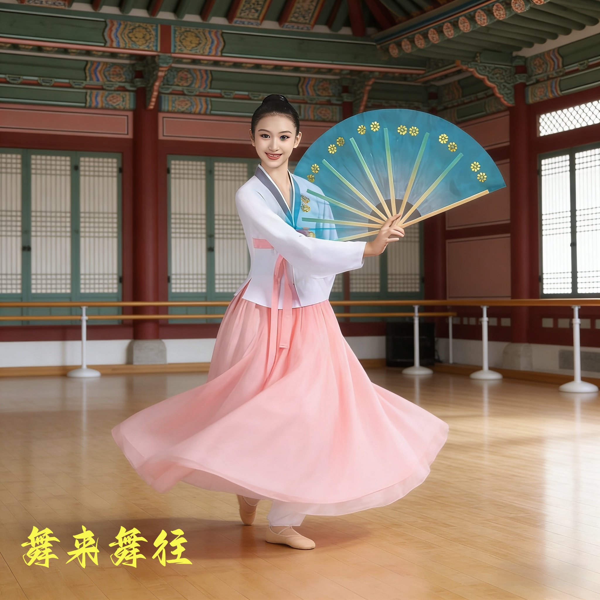 朝鲜族透明纱考级舞扇韩国舞蹈扇