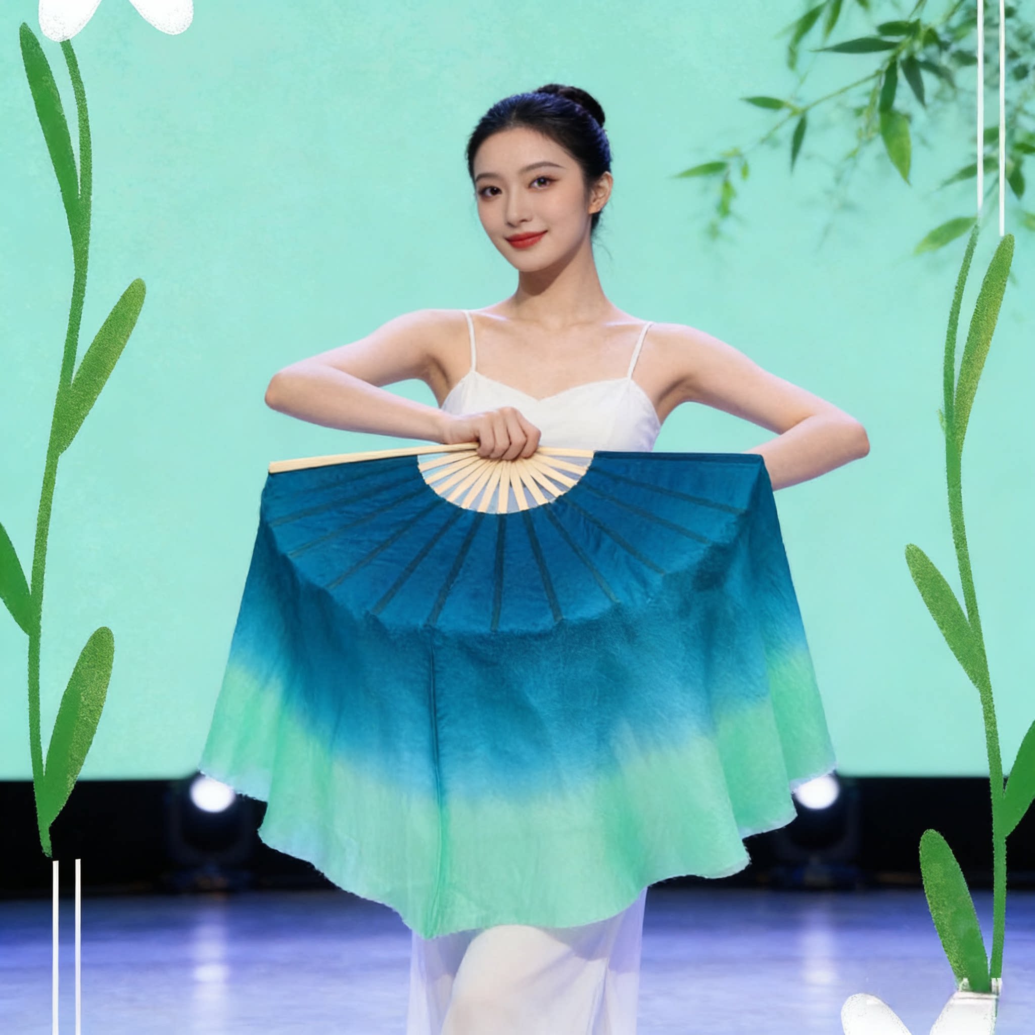 双面加长千里江山图只此青绿真丝