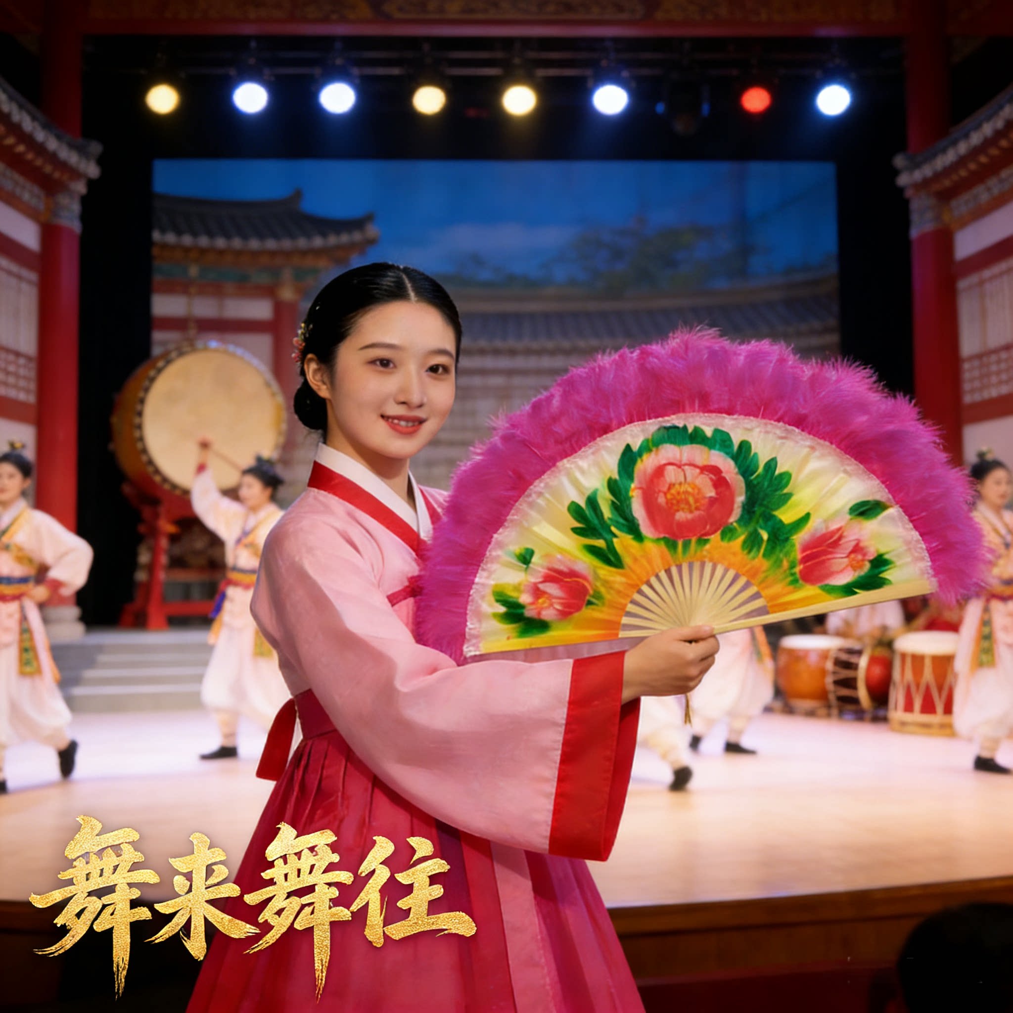 朝鲜族舞心灵之翼羽毛扇舞台表演