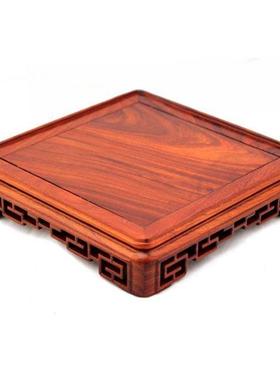红檀玉木印章玺底座工艺品摆件奇玉石头工艺品实木长正方形底托