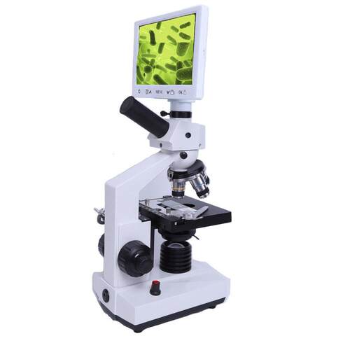 单目TV生物显微镜 滴血 细胞螨虫检测一显微镜1600X 带7寸屏显微