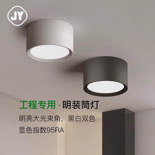明装筒灯圆形极简灯0led吸顶式轻奢客厅卧室走廊过道灯20W3W筒灯