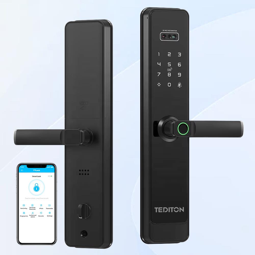 跨境供应海内外可用通通APP 半密自动智能门锁 人脸识别指纹码锁