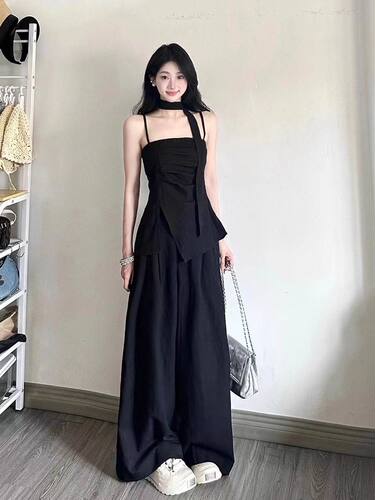 纯欲风修身无袖吊带上衣夏季