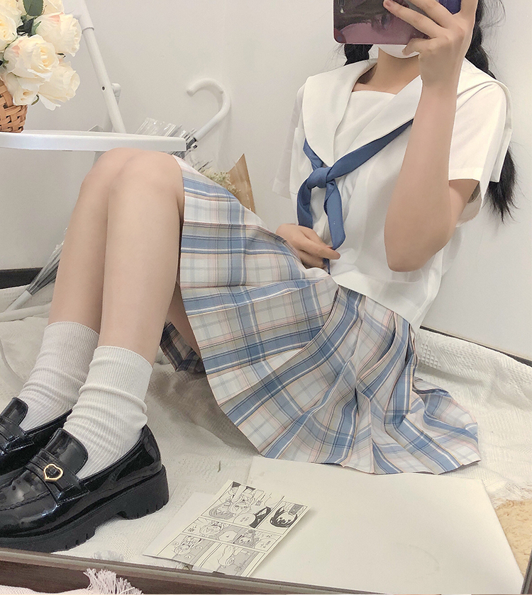 樱草奶昔 橙子遇见桥原创正版jk制服格裙短裙学生女