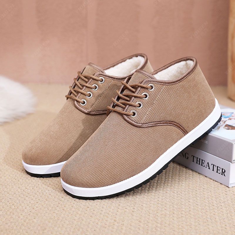 老北京棉鞋冬季高帮中老年加绒加厚舒适保暖新中式灯芯绒布鞋男款