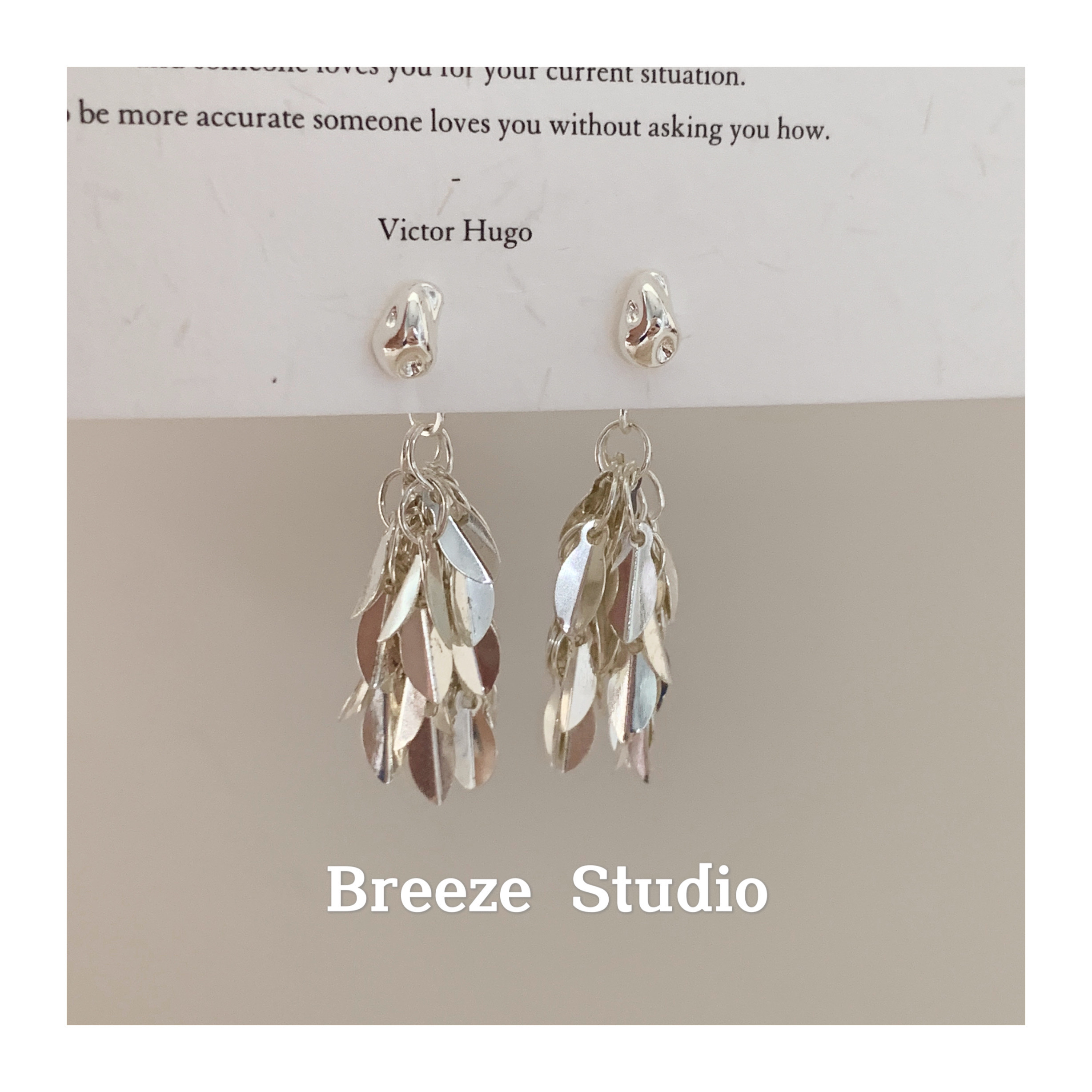 银色麦穗流苏无耳洞耳夹