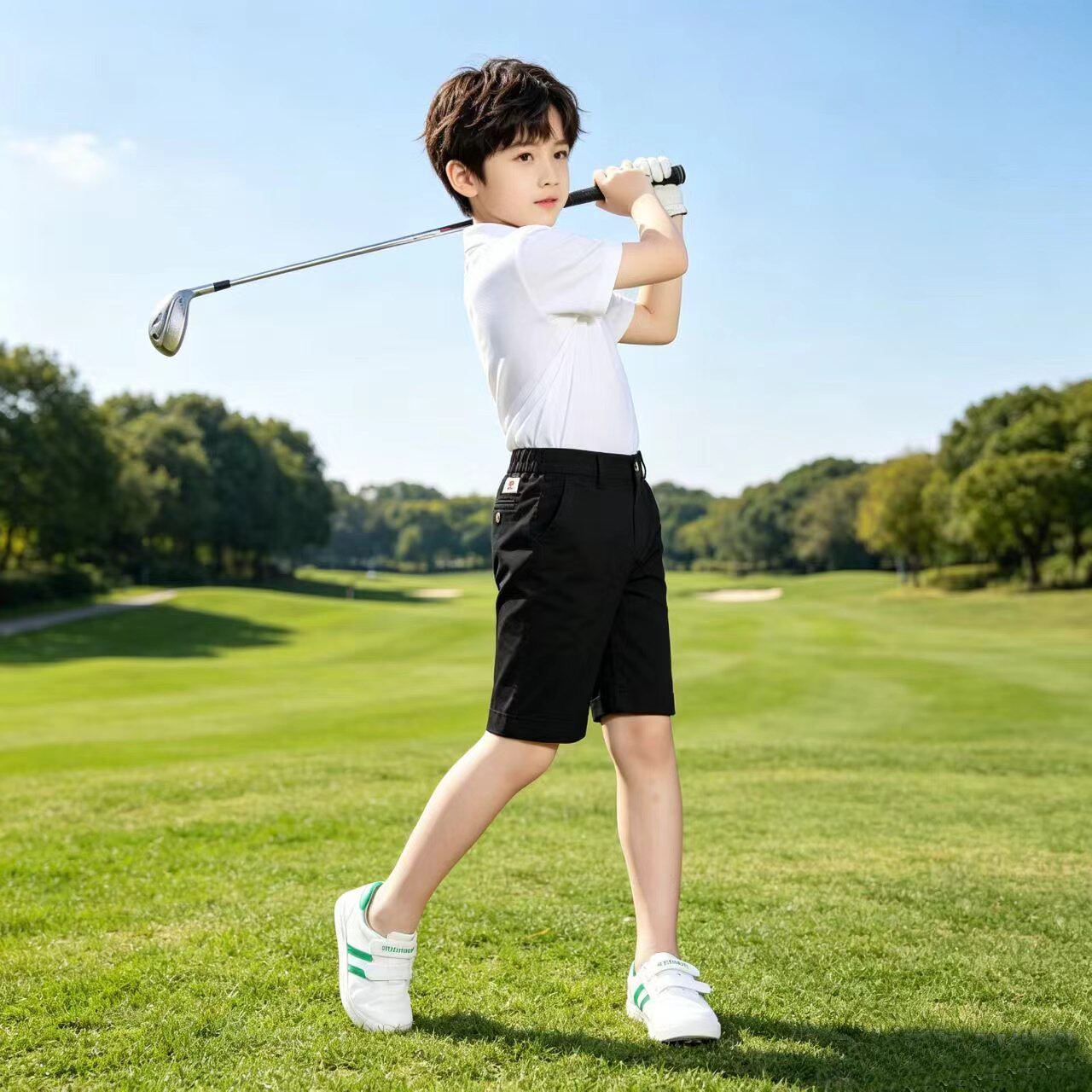 儿童高尔夫裤子夏男童透气短裤休闲裤五分裤golf衣服童装运动球裤