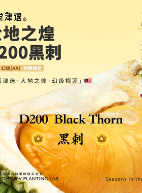 限！桃萤津选 黑刺D200榴莲 马来空运AA级老树鲜果 浮罗山背产 SF
