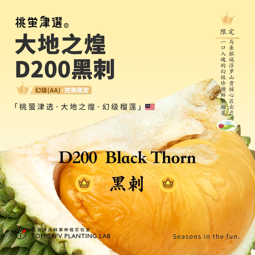 AA级鲜果黑刺！空运槟城D200榴莲