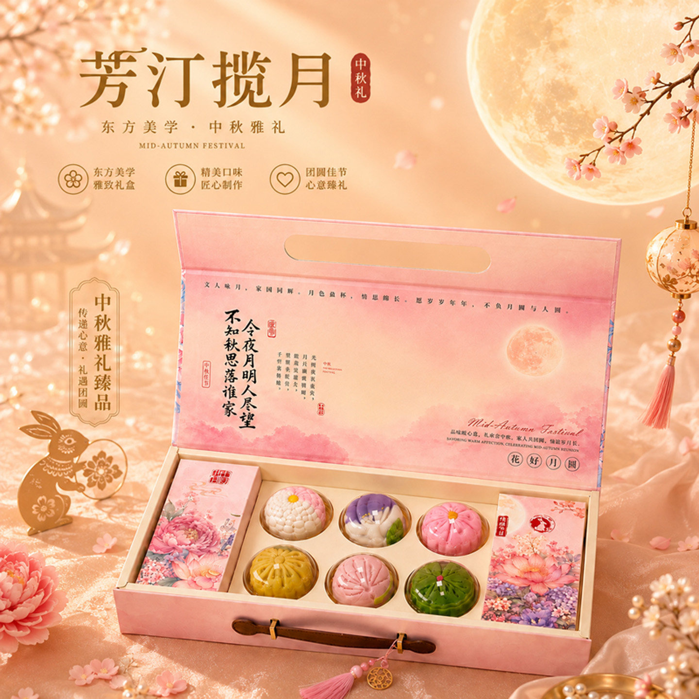 中秋送礼高端和果子月饼礼盒装图片