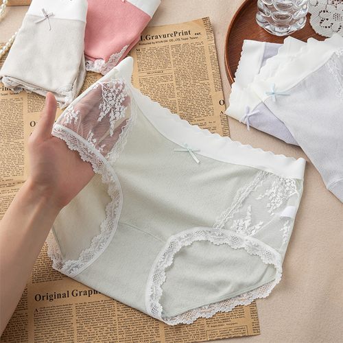 大码纯棉内裤女胖mm无痕蕾丝薄款