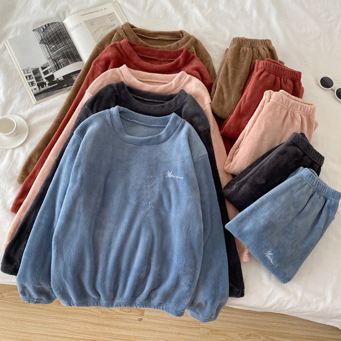 大码睡衣女士胖mm200斤珊瑚绒冬季保暖加绒加厚可外穿家居服套装