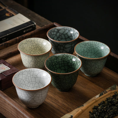 哥窑冰裂纹茶杯家用功夫茶具个人品茗杯主人杯单杯泡茶壶茶碗茶盏