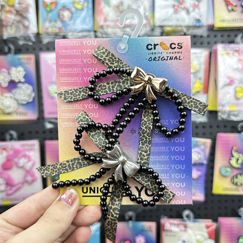 新款Crocs洞洞鞋花装饰金属蝴蝶结豹纹珠链鞋扣芭蕾舞款通用配件