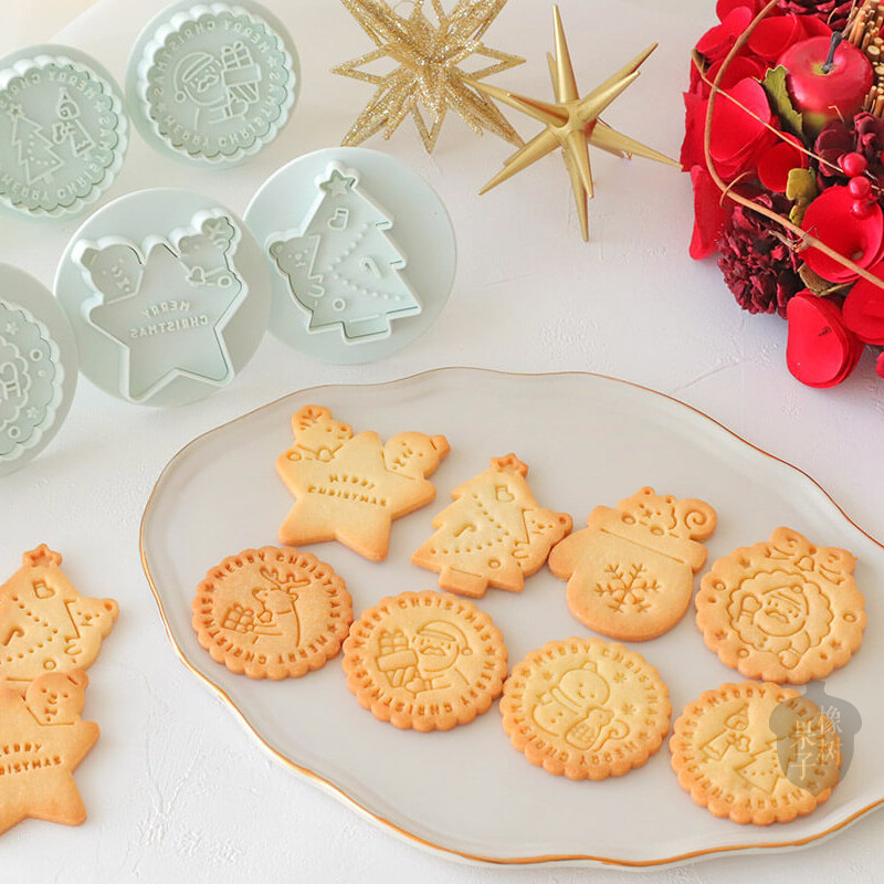 圣诞老人雪人麋鹿糖霜饼干模具手压家用亲子烘焙工具diy