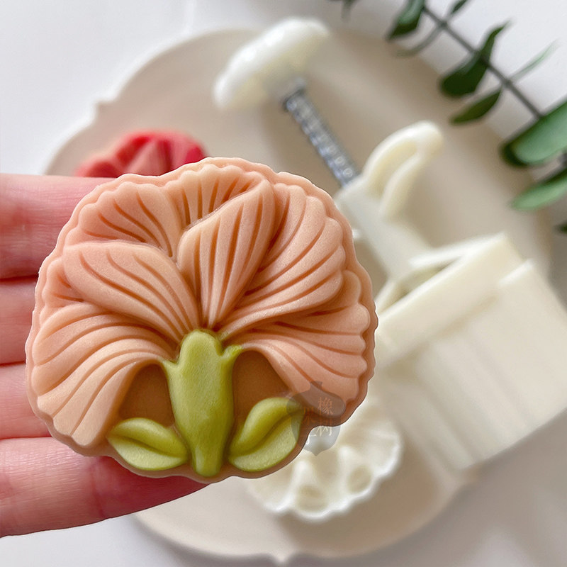 橡树果子75g中秋节鸢尾花月饼模中式花卉糕点模具相思花绿豆糕模