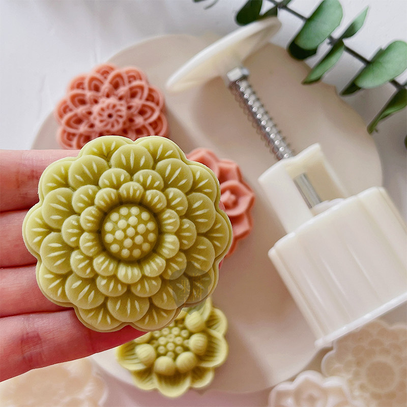 橡树果子多子多福莲子中秋月饼模75g莲花荷花绿豆糕模鲜花糕点模