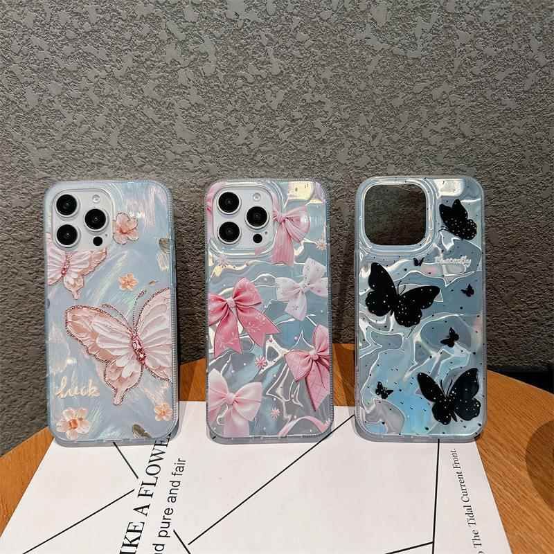 水波纹蝴蝶手机壳适用苹果16pro华为pura70/iPhone15Promax小米14/vivo周边OPPO/13/12/11/x荣耀红米同款