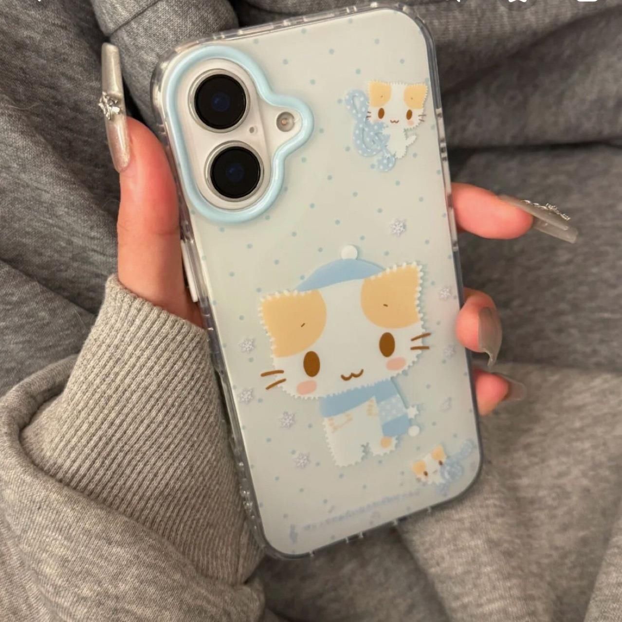 棉花糖猫手机壳双层适用苹果16pro/iPhone15Promax/vivo/oppo华为小米14荣耀13/12/11/X/10/XS/XR/8/7/6S/plu