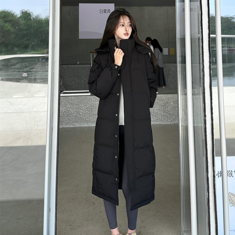 过膝长款加厚羽绒棉服外套