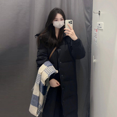 新款 90白鸭绒中戏中长款 羽绒服女2025秋冬季 情侣学生百搭保暖外套