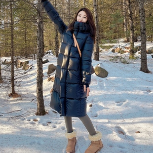 高级感法式 新品 小众温柔风外套 加厚羽绒棉服女2025秋冬季 黑金长款