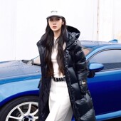 新款 90白鸭绒黑金中长款 羽绒服女2025秋冬季 设计小众保暖加厚外套