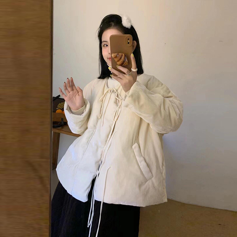 新中式丝绒90白鸭绒羽绒服外套