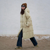 连帽宽松韩版 奶黄洋气减龄90白鸭绒羽绒服女2025冬季 新款 保暖外套