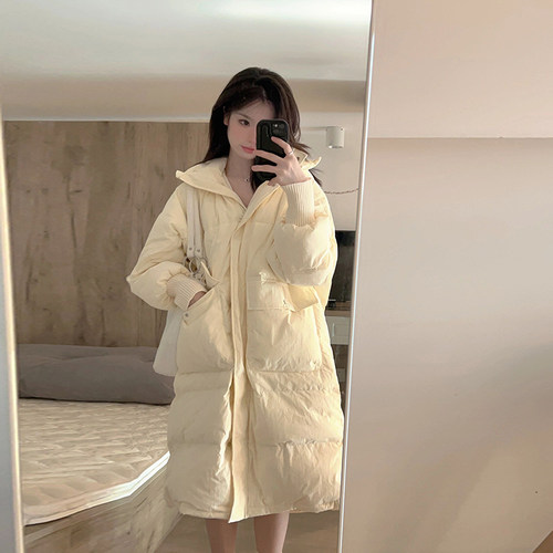 90白鸭绒中长款羽绒服外套