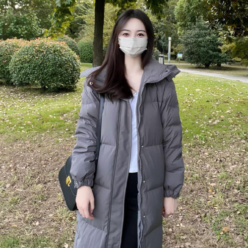 90白鸭绒长款过膝羽绒服外套