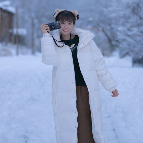 90白鸭绒加厚白色羽绒服外套