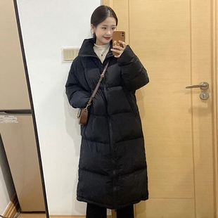 宽松显瘦设计小众保暖外套 新品 长款 立领90白鸭绒羽绒服女2025冬季