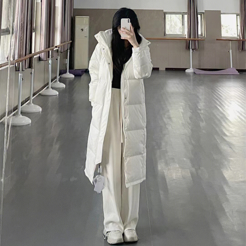 90白鸭绒长款情侣羽绒服外套