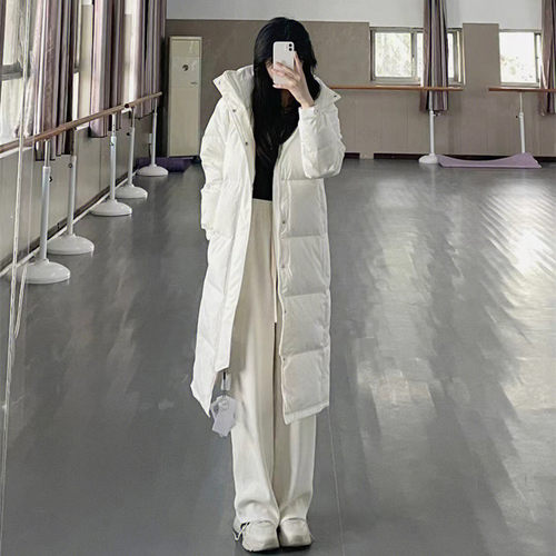 90白鸭绒长款情侣羽绒服外套