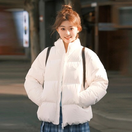 初恋风90白鸭绒羽绒服女2024冬季新品小个子短款宽松韩版加厚外套