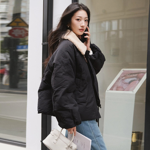羊羔毛加厚保暖羽绒棉服女2025秋冬季 高级感宽松显瘦加厚气质外套